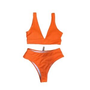 New! SHEIN BIKINI ORANGE 2 Piece Swimsuit Small S  Cheeky Party Beach Summer
